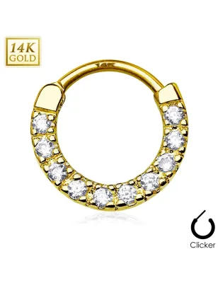 Piercing septum or blanc 14 carats dix pierres