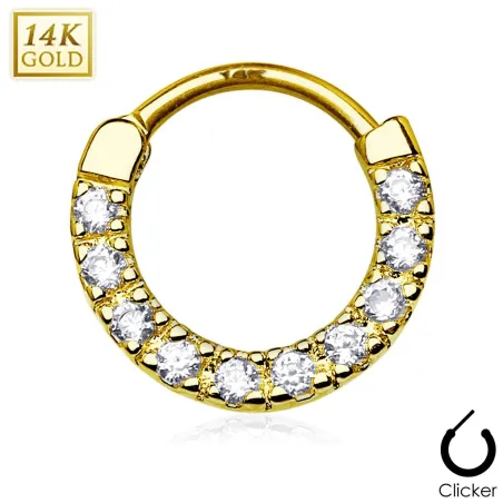 Piercing septum or blanc 14 carats dix pierres