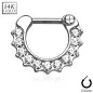 Piercing septum pavé de gemmes or blanc 14 carats