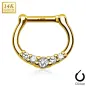 Piercing septum cinq pierres or jaune 14 carats