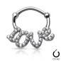 Piercing septum love pavé de strass argenté