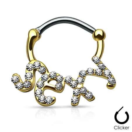 Piercing septum sexy pavé de strass doré