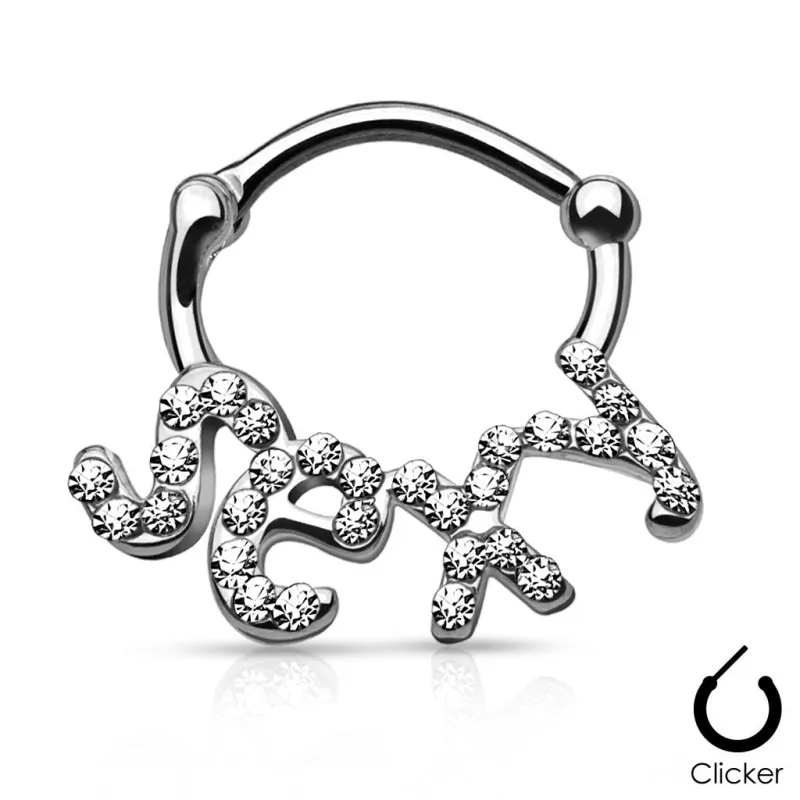 Piercing septum sexy pavé de strass argenté