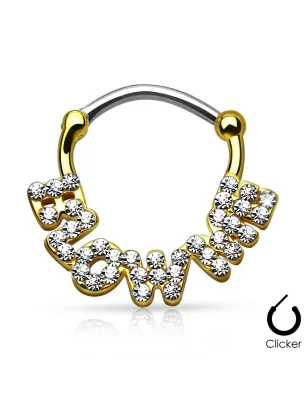 Piercing septum blow me pavé de strass doré