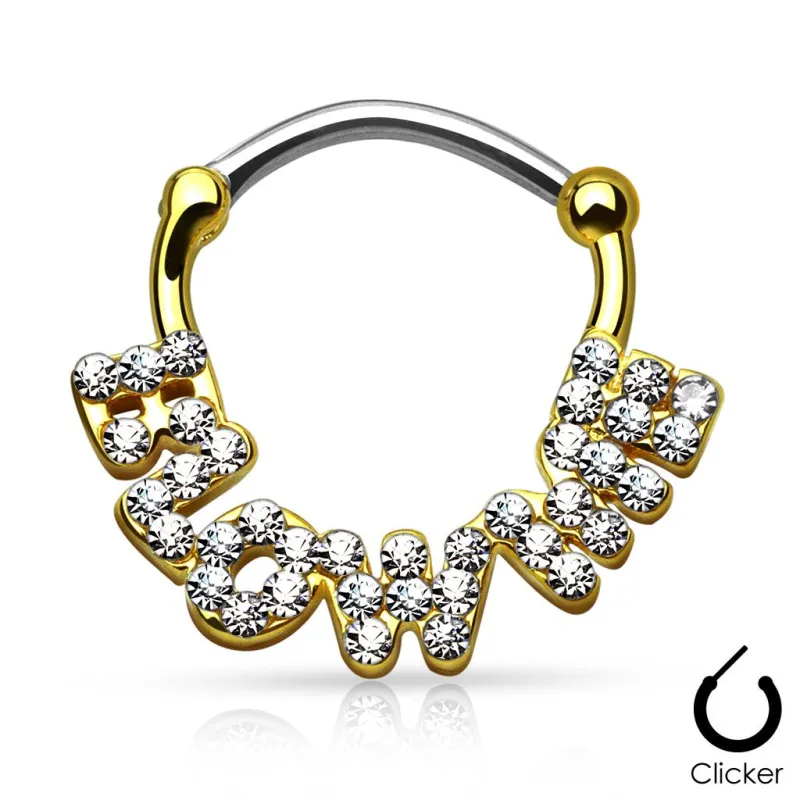 Piercing septum blow me pavé de strass doré