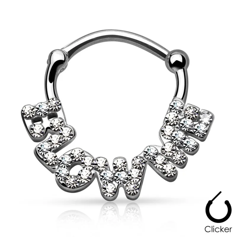 Piercing septum blow me pavé de strass argenté