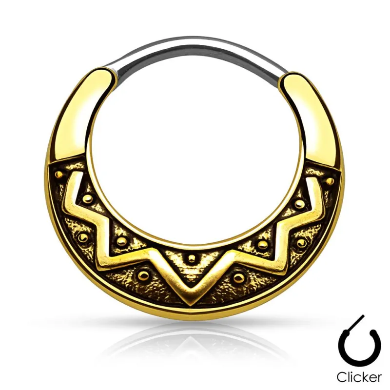 Piercing septum éventail tribal doré