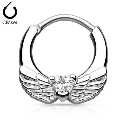 Piercing septum ailes d'ange 1,6 mm cœur blanc