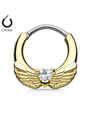 Piercing septum ailes d'ange 1,6 mm doré