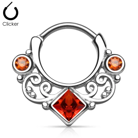 Piercing septum gemme carré rouge