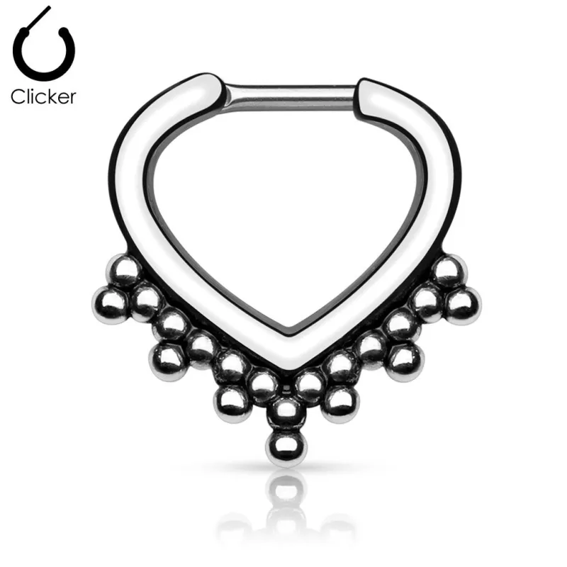 Piercing septum cœur perles 1,6 mm argenté