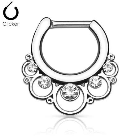 Piercing septum cercles gemmes 1.2 mm argenté