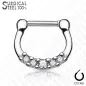 Piercing septum acier chirurgical cinq cristaux blanc