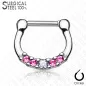 Piercing septum acier chirurgical cinq cristaux rose