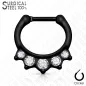 Piercing septum acier chirurgical noir 5 cristaux