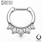 Piercing septum acier chirurgical argenté 5 cristaux