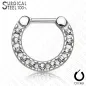 Piercing septum acier chirurgical argenté pavé de cristaux