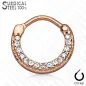 Piercing septum rond acier chirurgical or rose pavé de cristaux