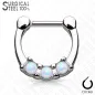 Piercing septum acier chirurgical 3 opales blanches