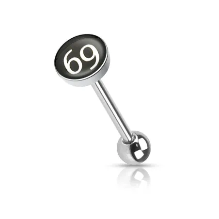 Piercing langue 69 fond noir