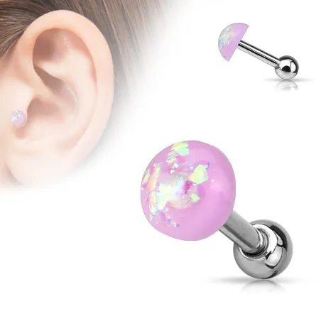 Piercing cartilage dôme opale violet