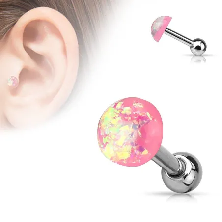 Piercing cartilage dôme opale rose