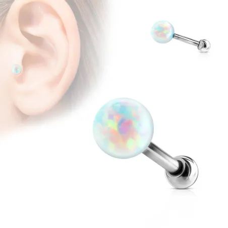 Piercing cartilage argenté opale