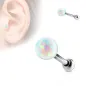 Piercing oreille cartilage argenté opale