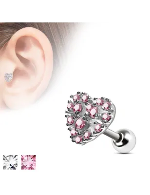 Piercing cartilage cœur pavé rose