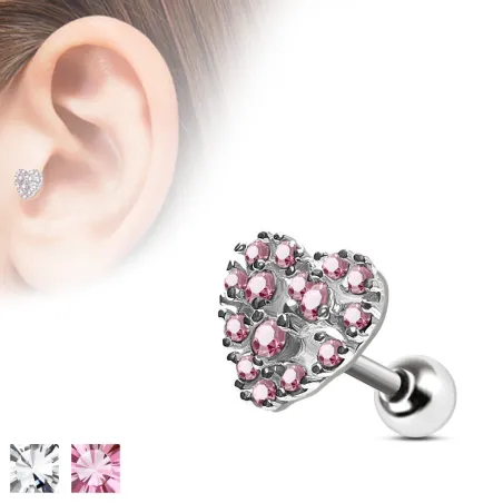 Piercing cartilage cœur pavé rose