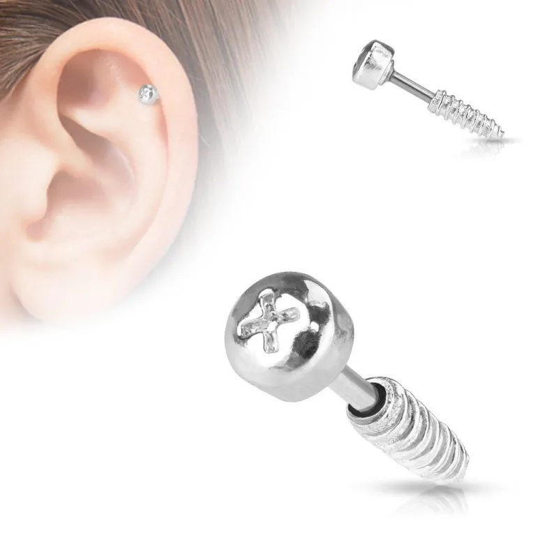 Piercing oreille cartilage vis argentée