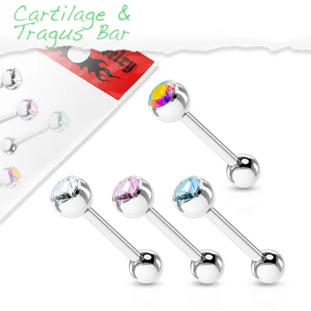 Lot de 4 piercing cartilage acier chirurgical strass