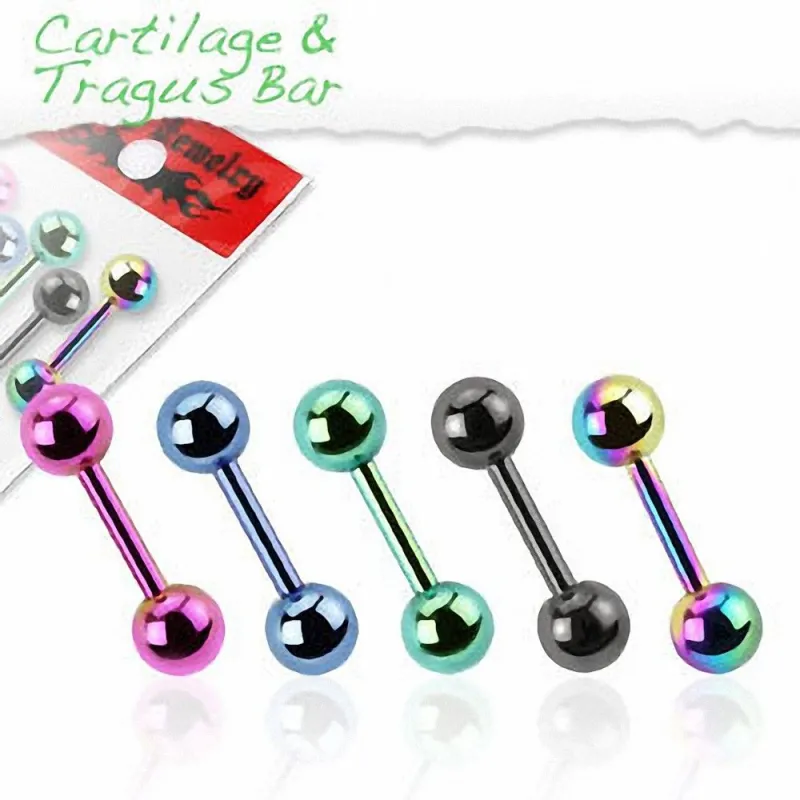 Lot de 5 Piercing oreille cartilage titane anodisé