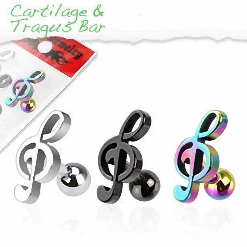 Lot de 3 Piercing oreille cartilage clef de sol