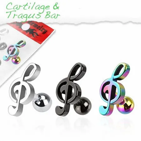 Lot de 3 piercing cartilage clef de sol