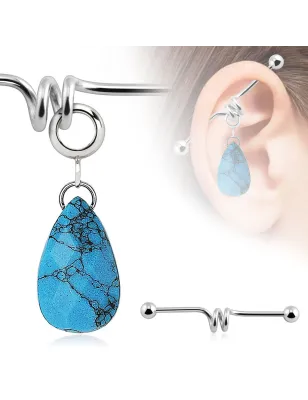 Piercing industriel pendentif goutte en turquoise