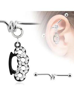 Piercing industriel pendentif poing américain