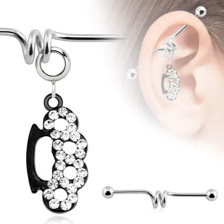 Piercing industriel pendentif poing américain