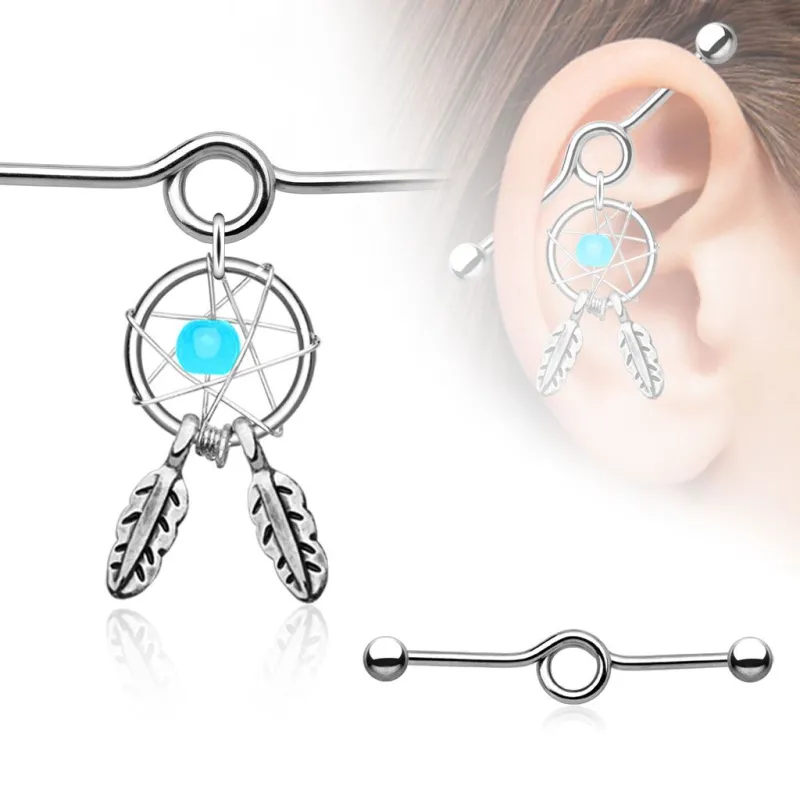 Piercing industriel pendentif attrapeur de rêves