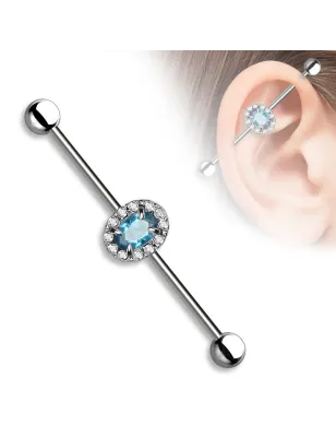 Piercing industriel pierre ovale turquoise