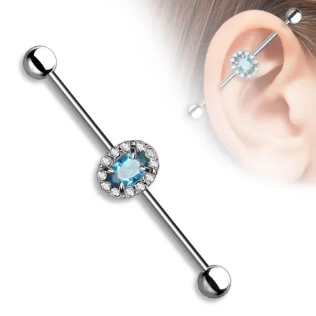 Piercing industriel pierre ovale turquoise