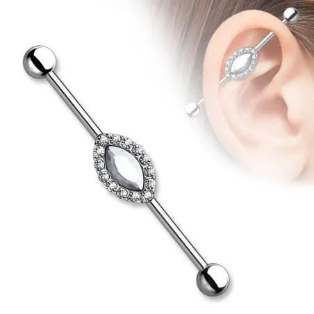 Piercing industriel marquise crystal blanc