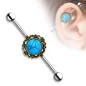 Piercing industriel filigrane turquoise doré