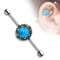 Piercing industriel filigrane turquoise argenté