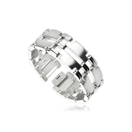 Bracelet acier inoxydable Double Bandes Liens Miroir