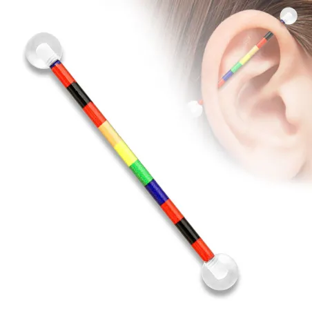 Piercing industriel boules acrylique rainbow