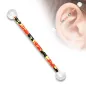 Piercing industriel boules acrylique flammes noires et rouges