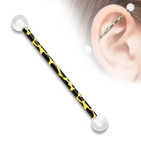 Piercing industriel boules acrylique motif girafe