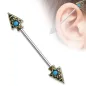 Piercing industriel lance tribale et turquoise