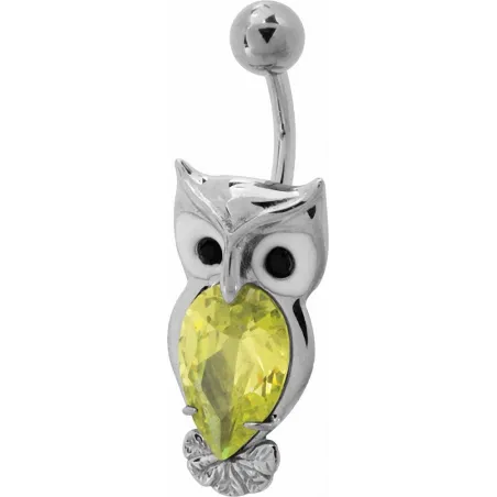 Piercing nombril Swarovski hibou vert